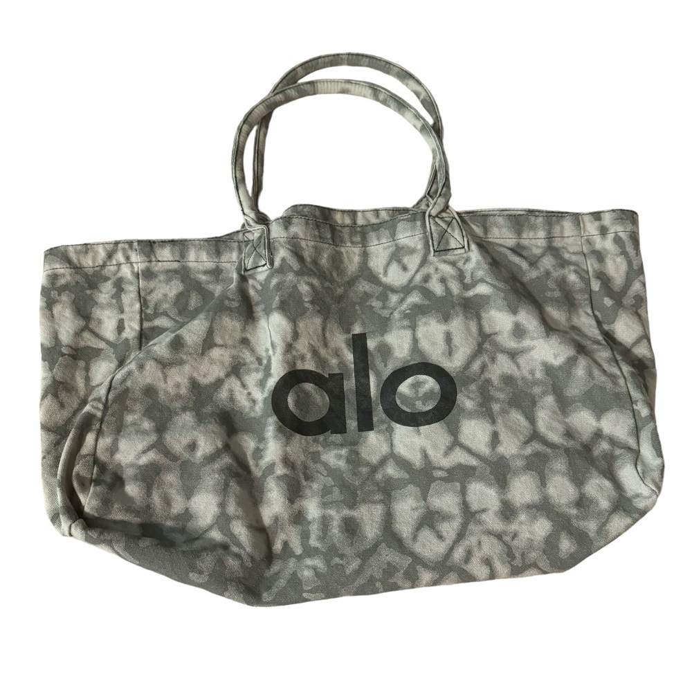 ALO Yoga Women Tote Bag Large Gray Grey Tie Dye Canvas 100% Cotton